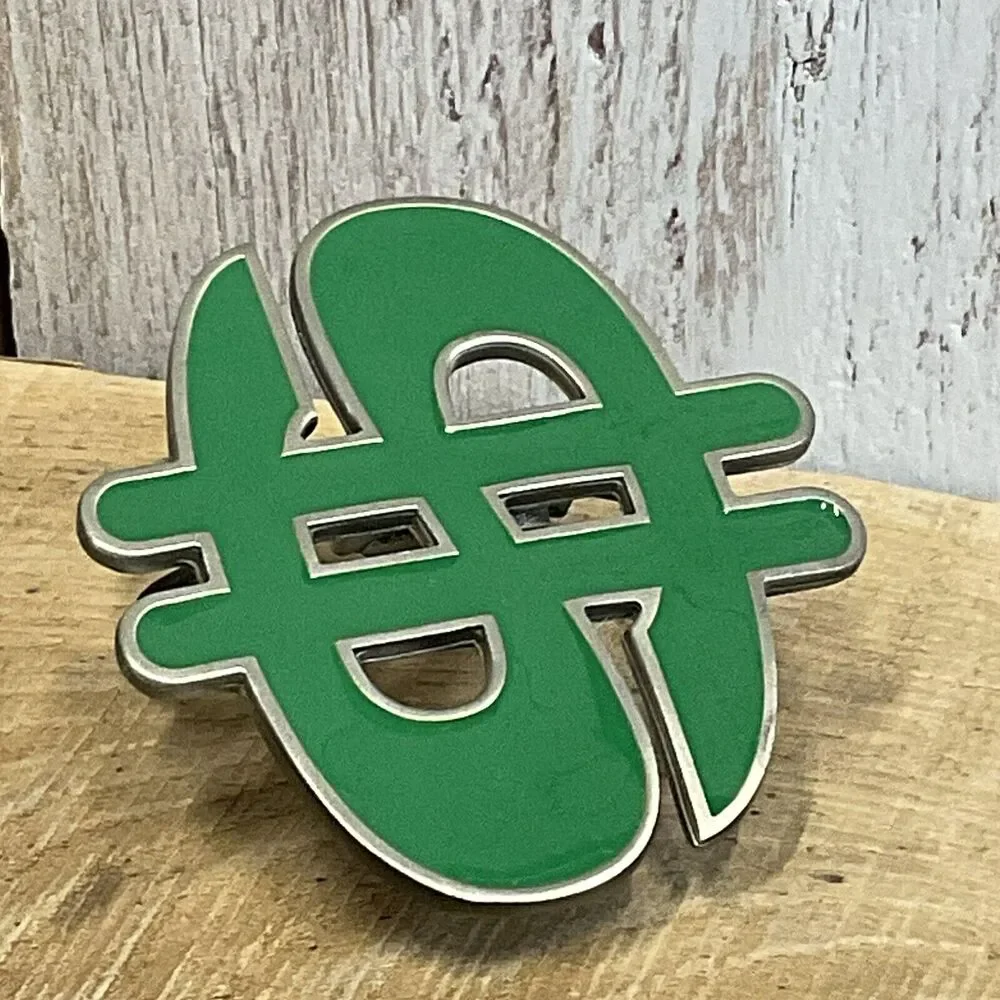 Cash Dollar‎ Sign Green Belt Buckle Mens 2002 Great American Products Pewter